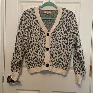 Loft Animal Print Sweater Cardigan